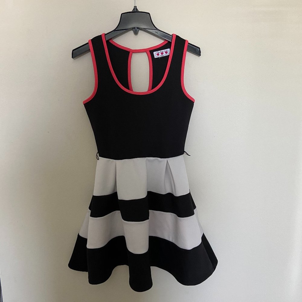 striped A-line dress